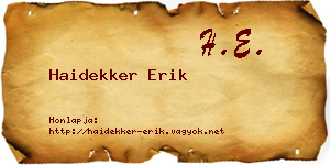 Haidekker Erik névjegykártya